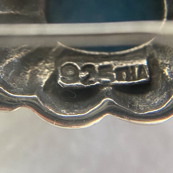 Sterling Silver 925 Thai Oval Bezel Set Denim Lapis Dangle Drop Earrings - Picture 8 of 16